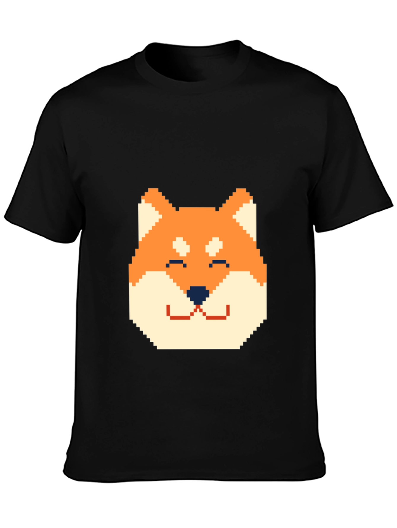 Black Pixel Doge Head T-Shirt - Black view 3