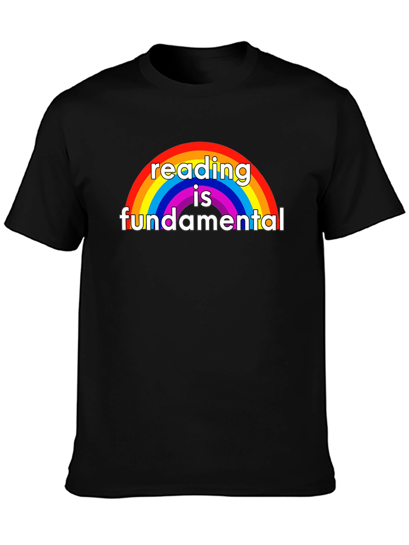 Black Reading is Fundamental Rainbow Graphic Tee view 3
