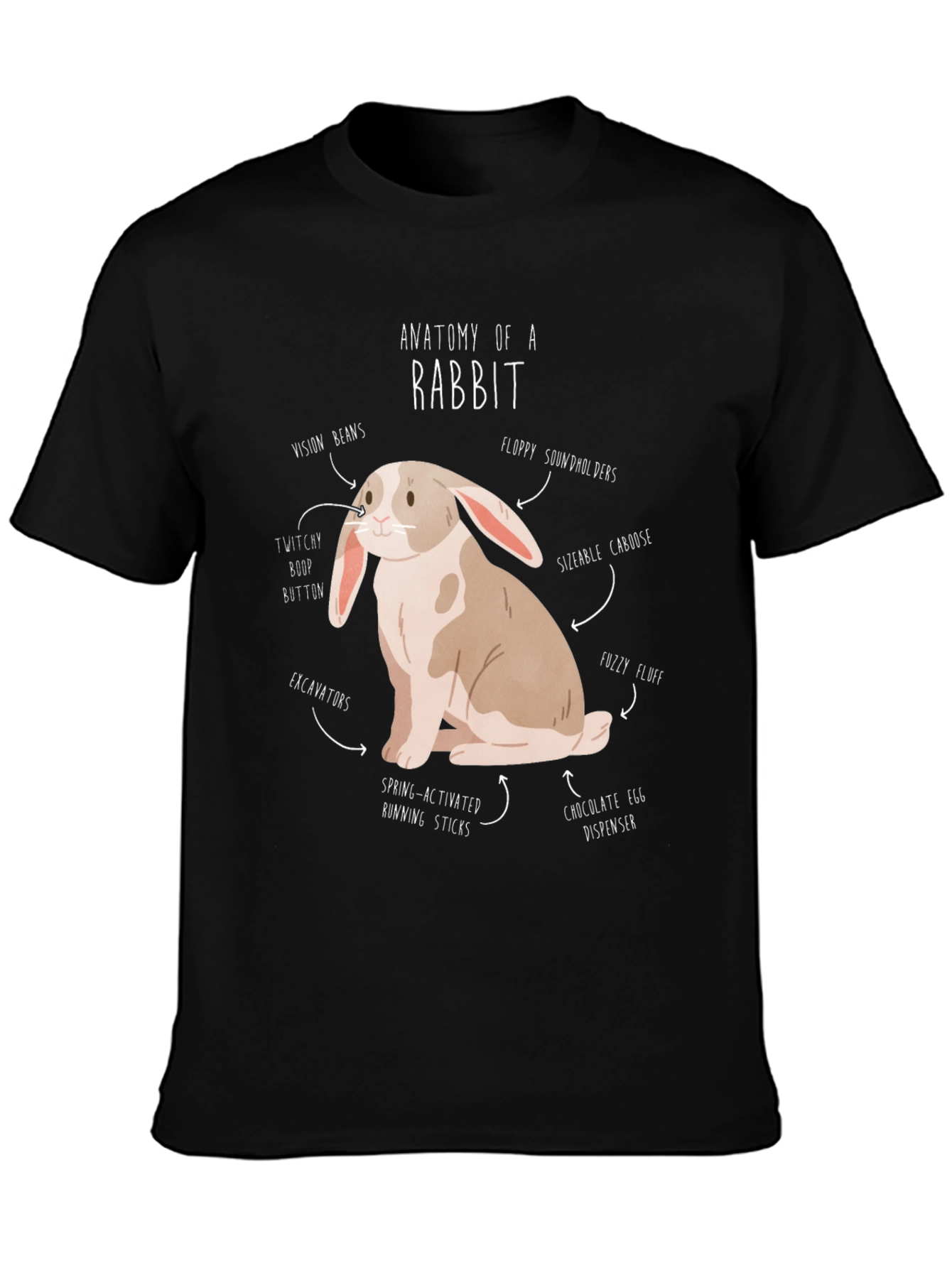 Black Anatomy of a Rabbit T-Shirt Funny Bunny Tee view 3