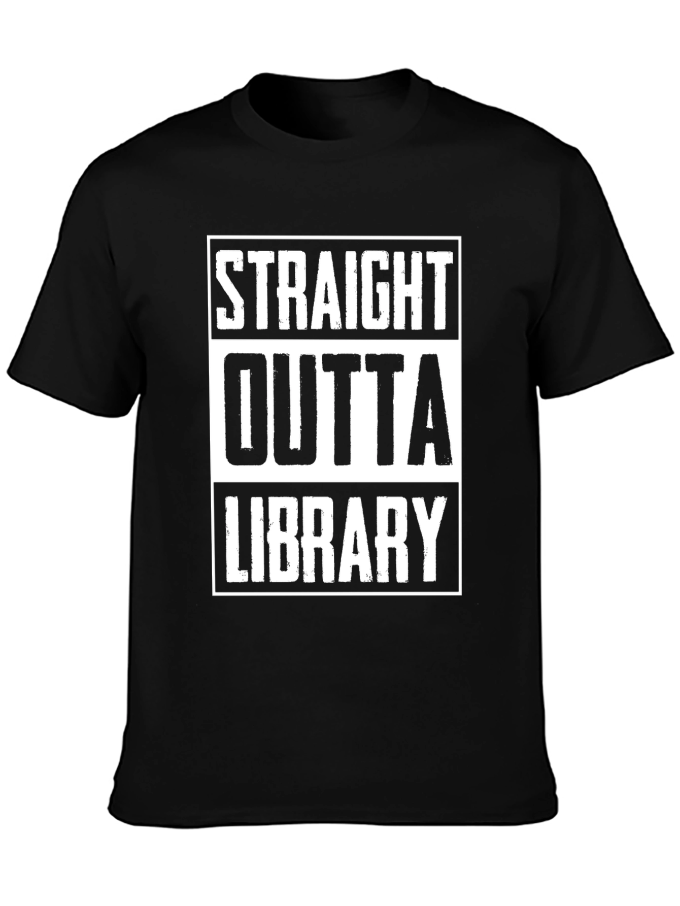 Black Straight Outta Library Black Graphic Tee view 3