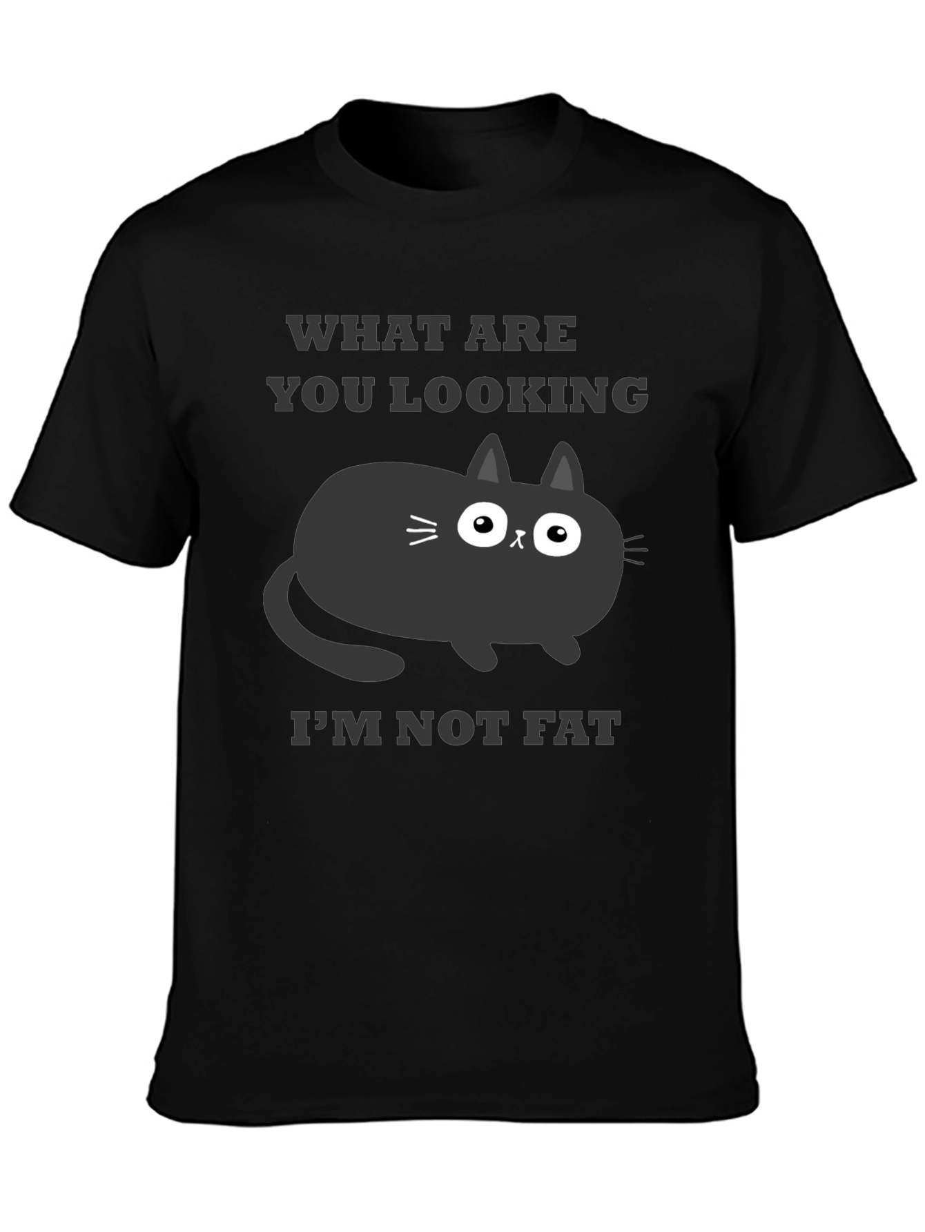 Black Funny Cat T-Shirt - What Are You Looking At? view 3