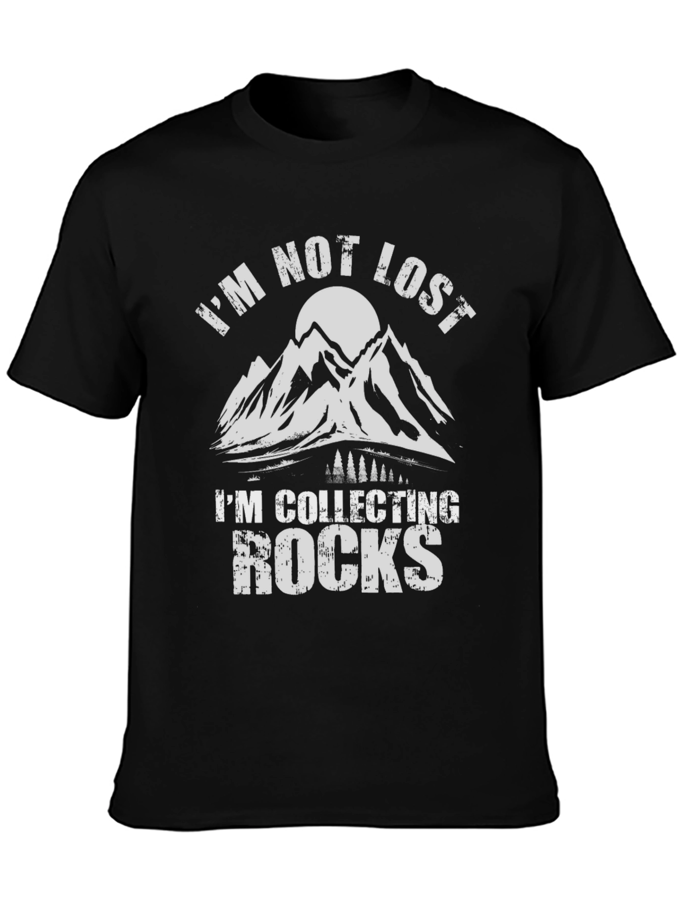 Black I'm Not Lost I'm Collecting Rocks Graphic T-Shirt view 3