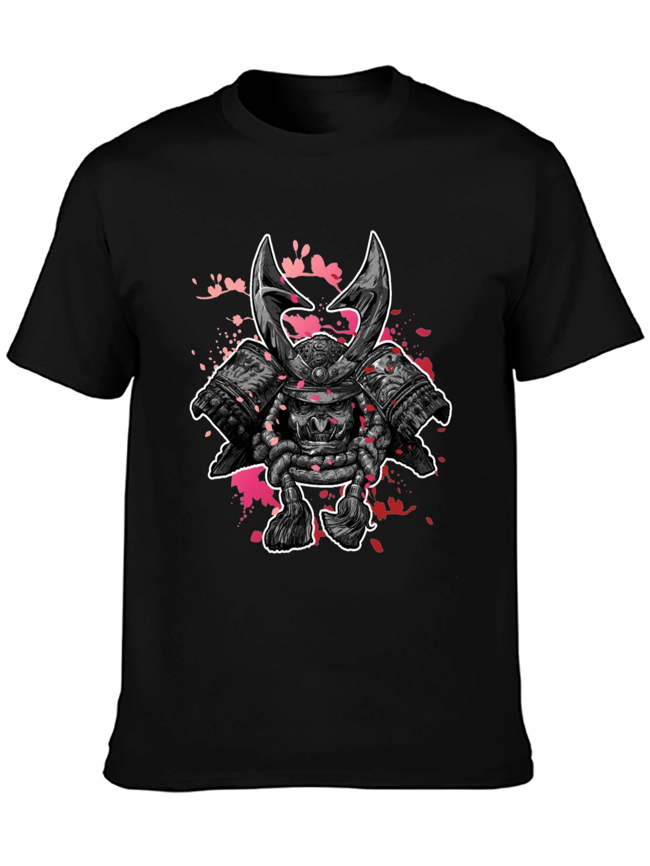 Black Samurai Warrior Graphic Print Black T-Shirt view 3