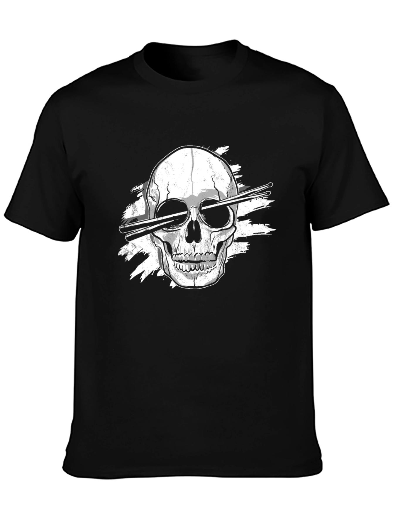 Black Skull Drummer T-Shirt - Rock On! view 3