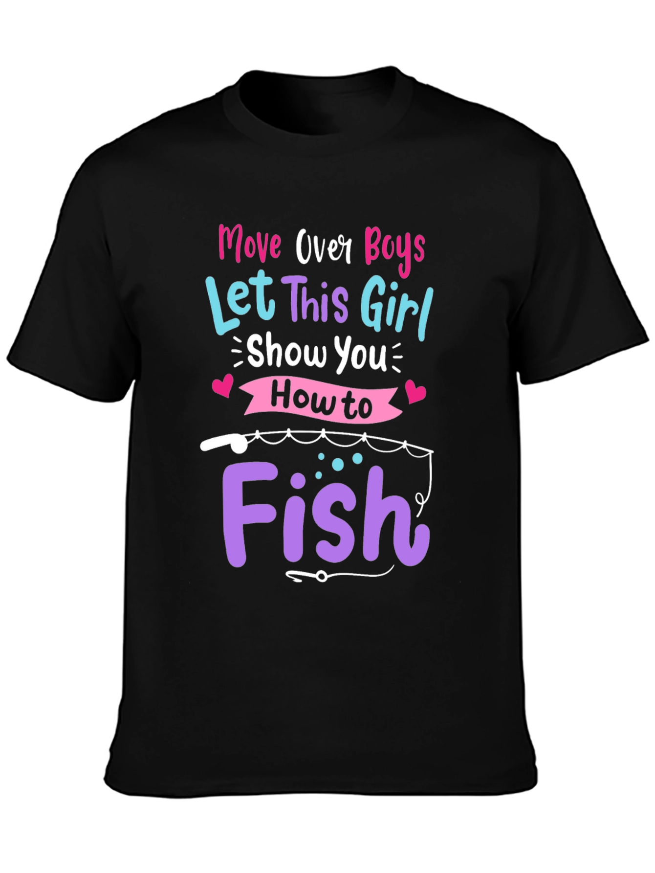 Black Move Over Boys Fishing T-Shirt view 3