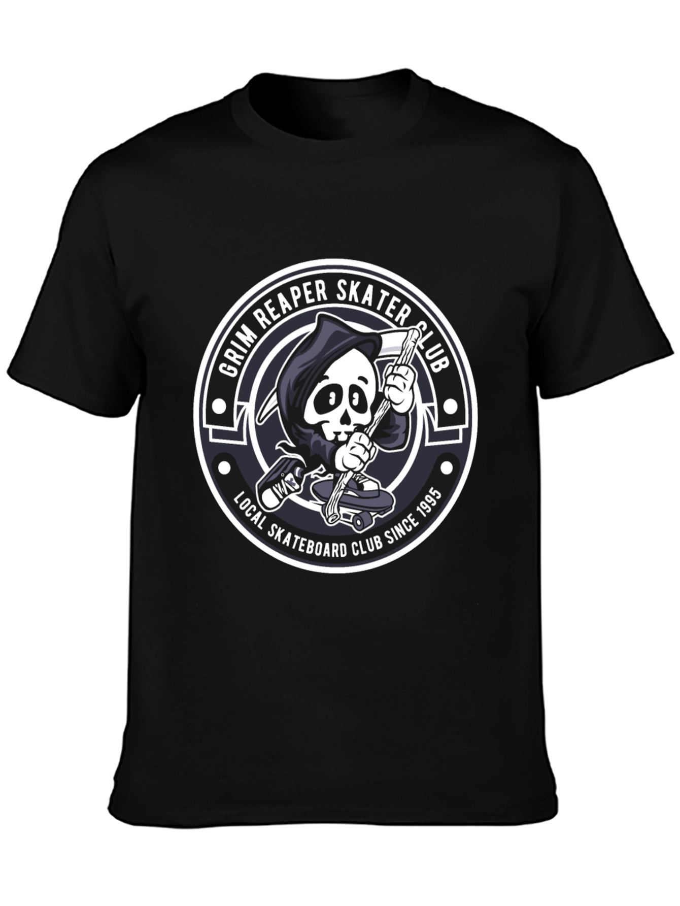 Black Grim Reaper Skater Club Black T-Shirt view 3