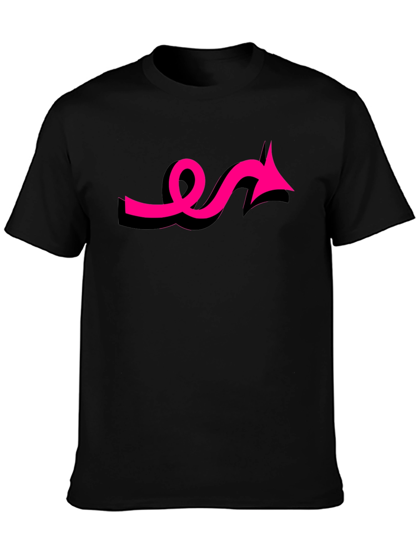 Black Black Tee with Funky Pink Arrow Design view 3