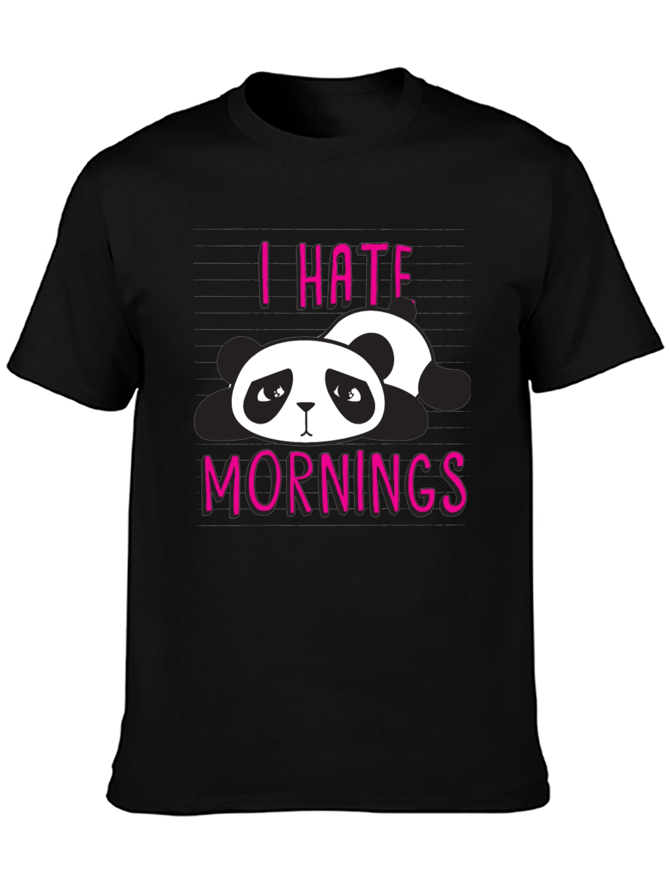 Black I Hate Mornings Panda Graphic T-Shirt view 3