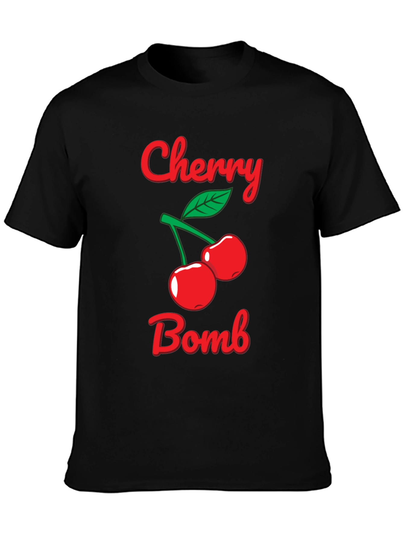 Black Cherry Bomb Graphic Tee - Black Cotton T-Shirt view 3