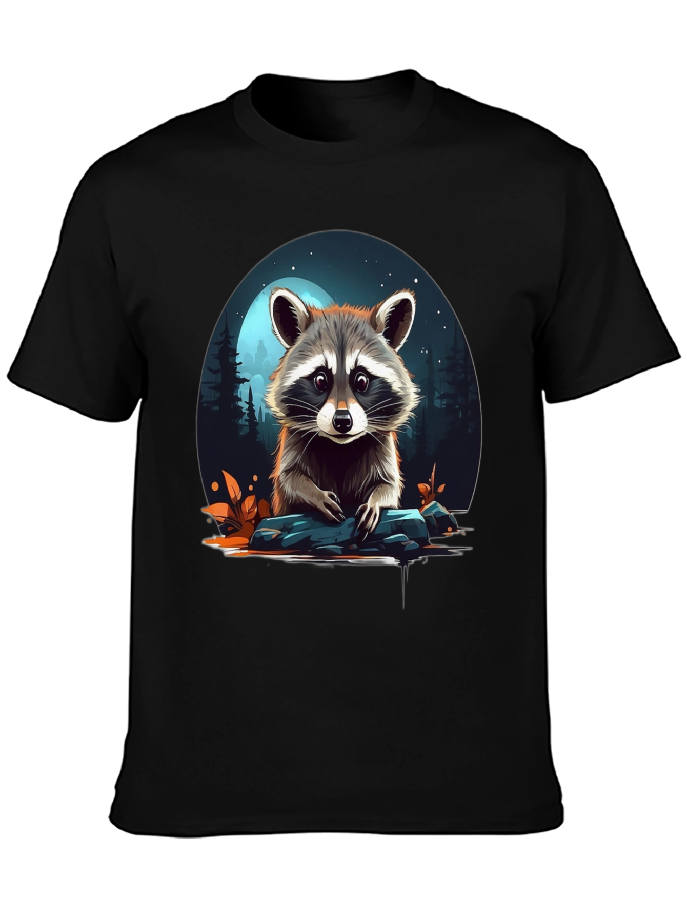 Raccoon Graphic Tee - Nature Lover's Black T-Shirt - 3