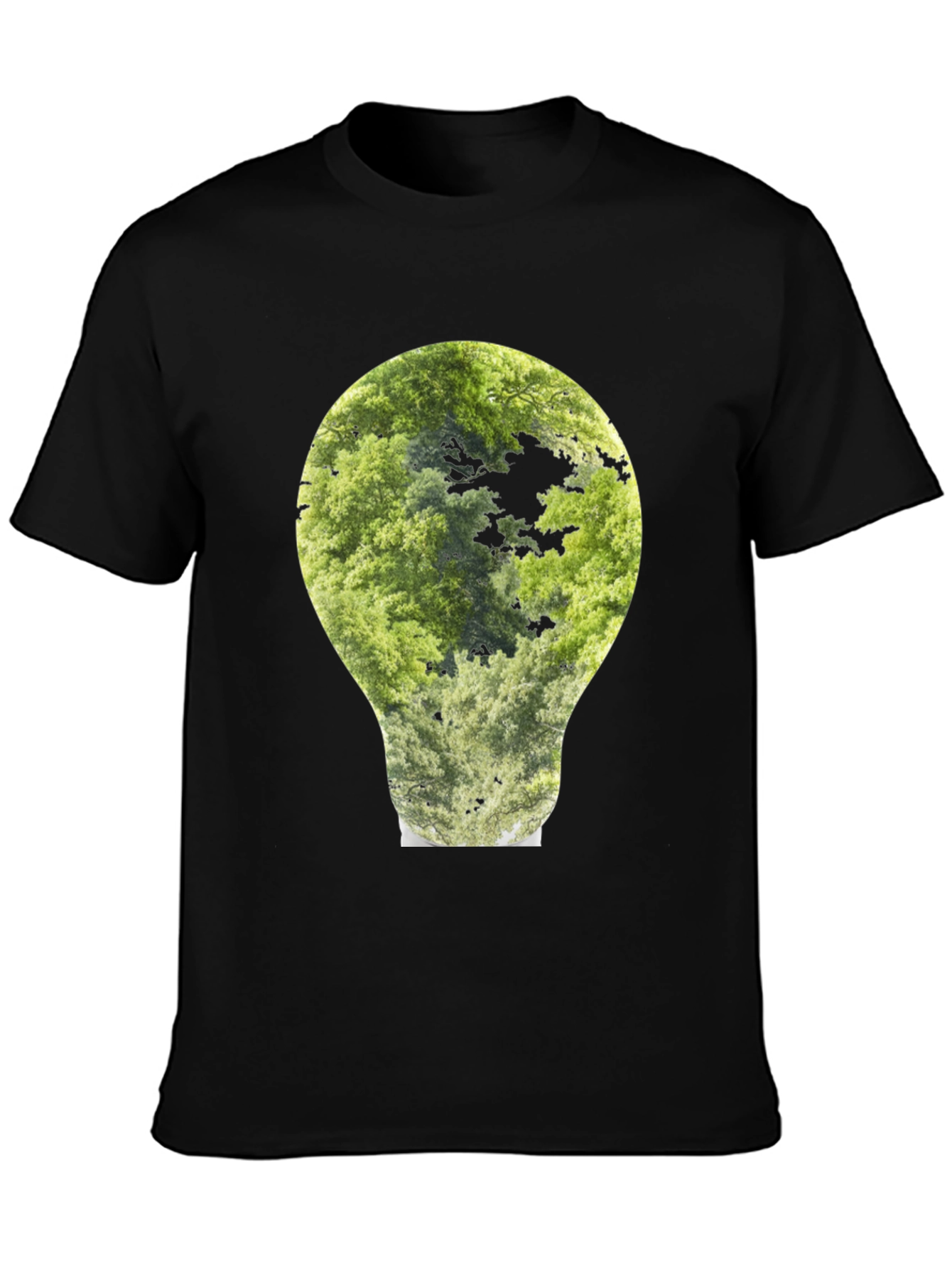 Black Nature Bulb Graphic Tee - Black Cotton Blend view 3