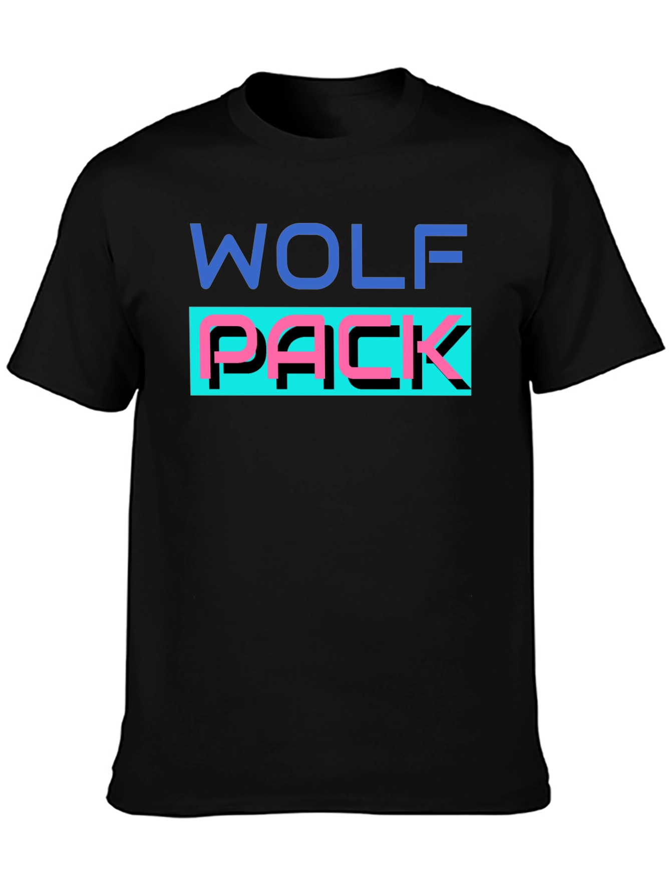 Black Wolf Pack Graphic T-Shirt - Black Crew Neck Tee view 3