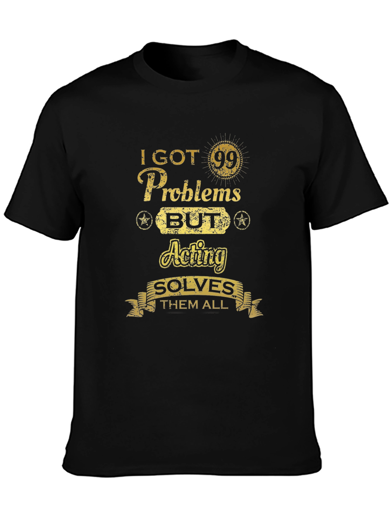 Black Acting Solves All Men's T-Shirt view 3