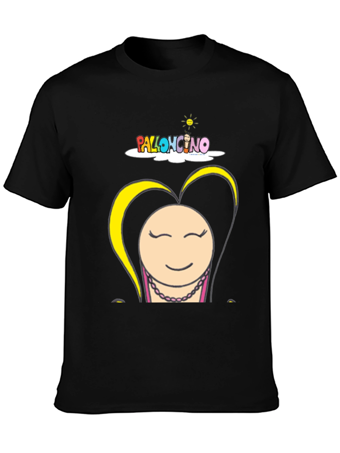Black Funny Cartoon Graphic Black T-Shirt view 3