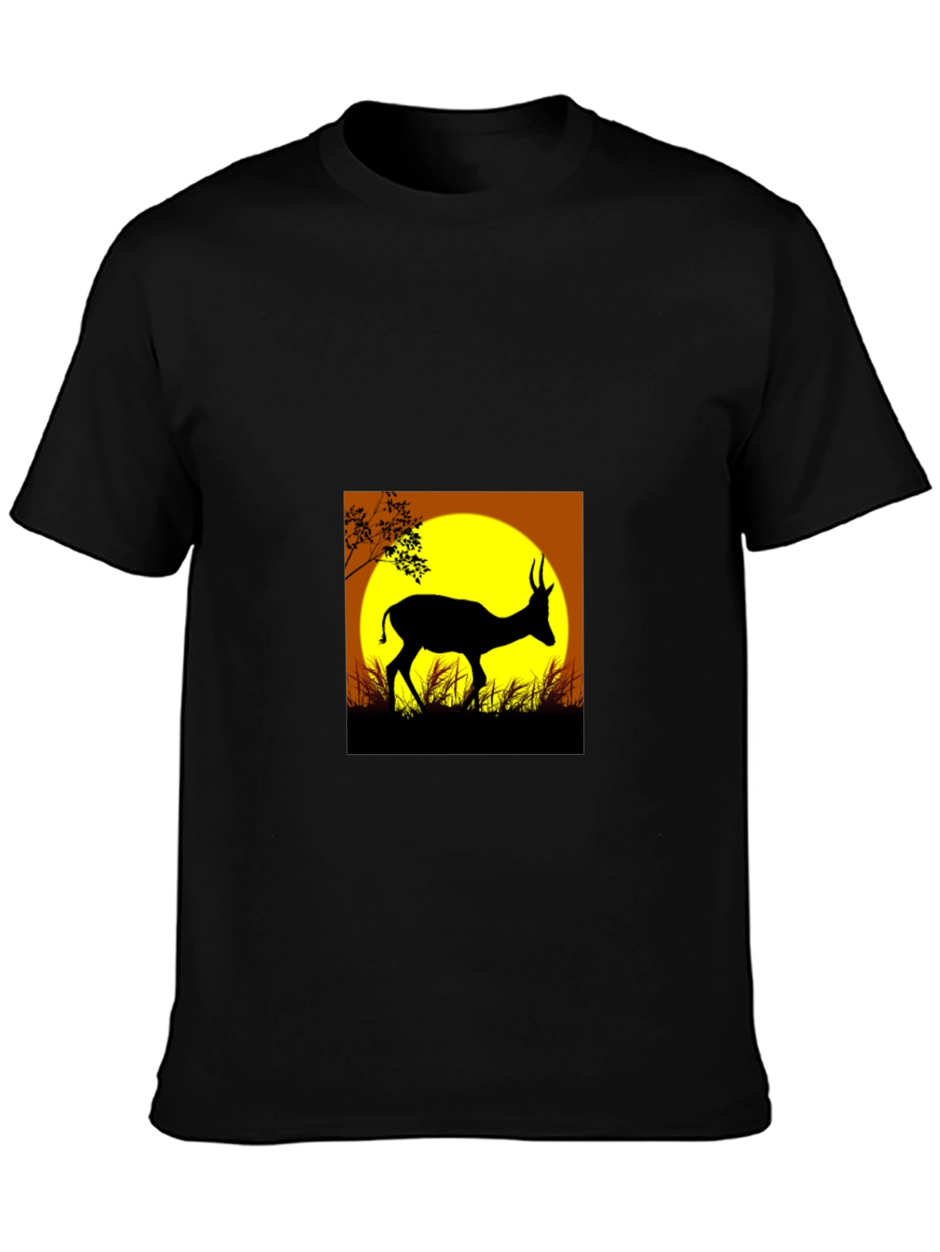 Black Silhouette Deer Graphic Tee view 3
