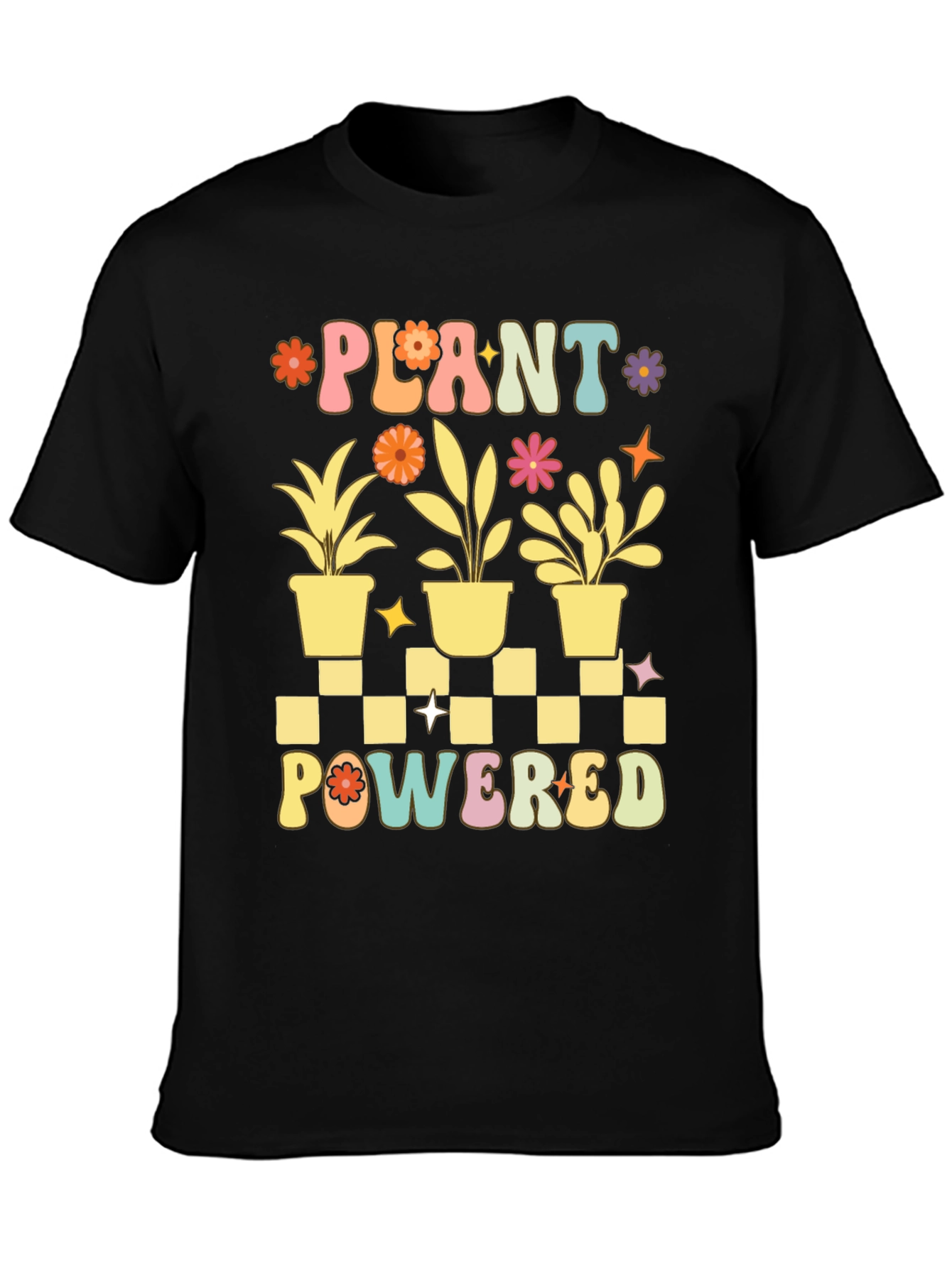 Black Plant Powered Graphic Tee - Black Cotton T-Shirt view 3