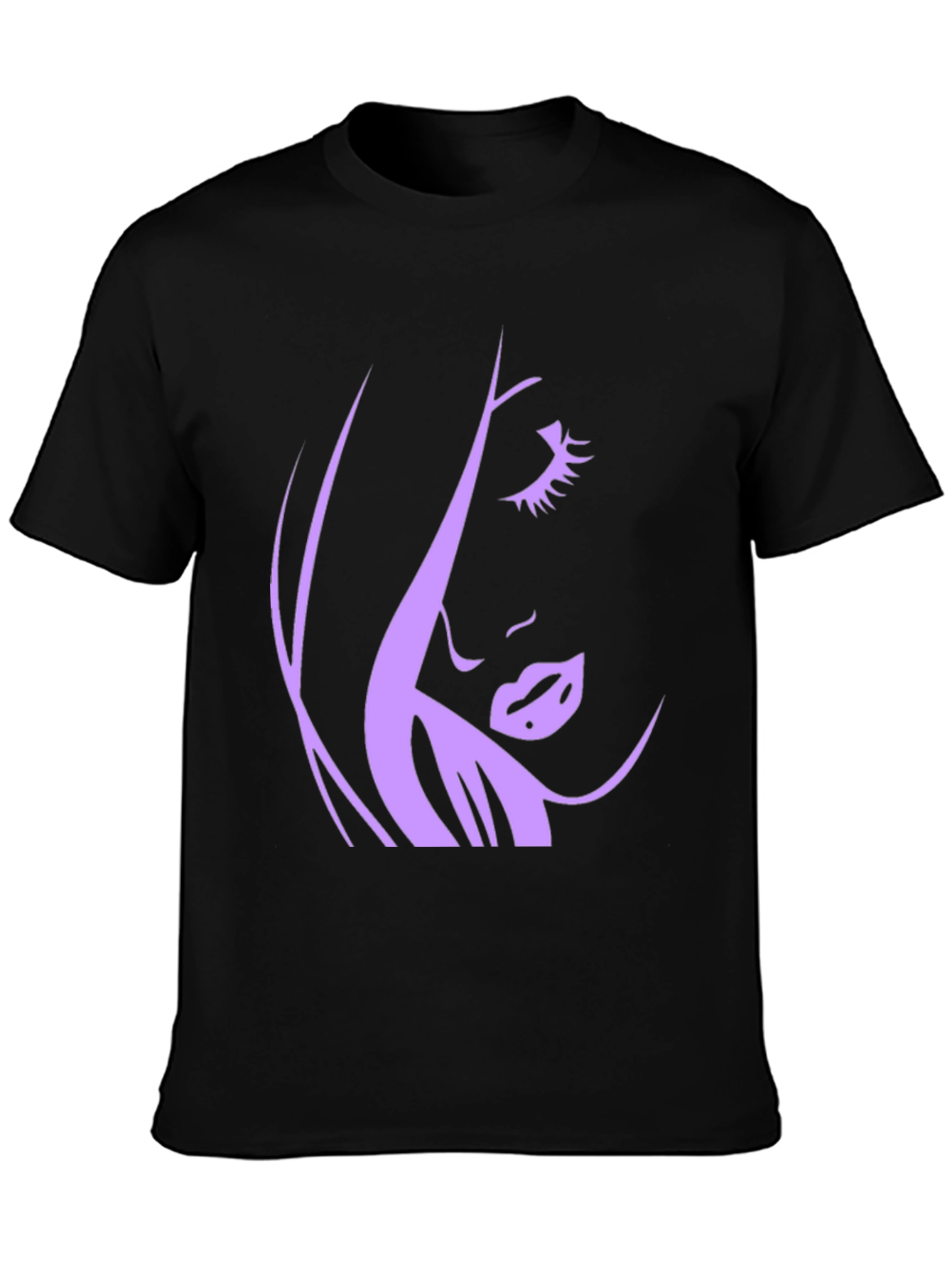 Black Silhouette Woman Graphic Tee - Black Cotton T-Shirt view 3