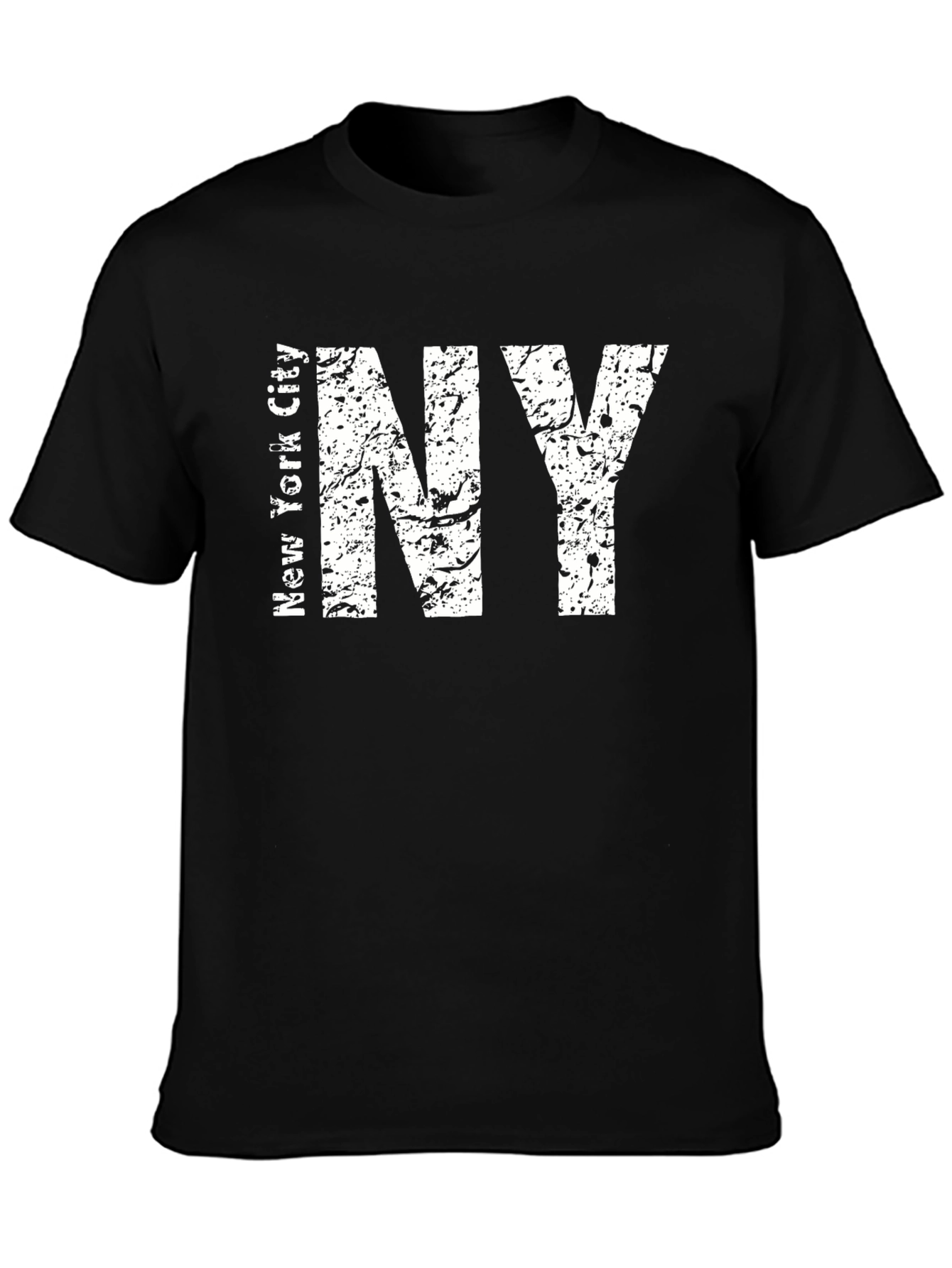 Black Distressed NY Text Graphic Black T-Shirt view 3