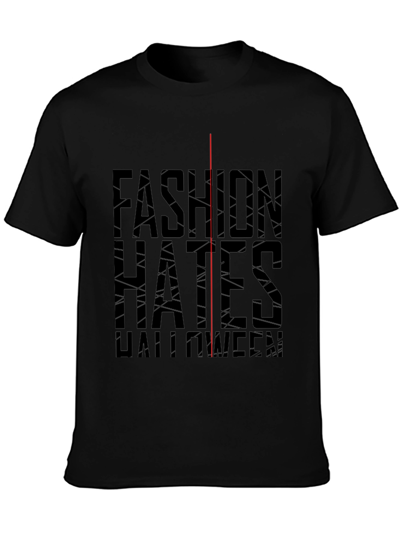 Black Fashion Hates Halloween Black Graphic Tee view 3