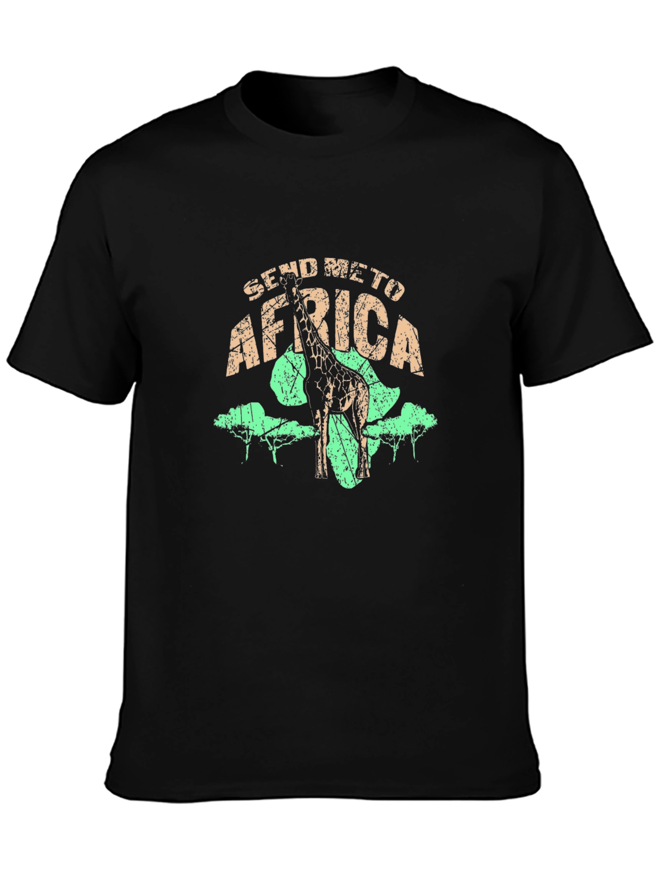 Black Send Me To Africa Giraffe Graphic T-Shirt view 3