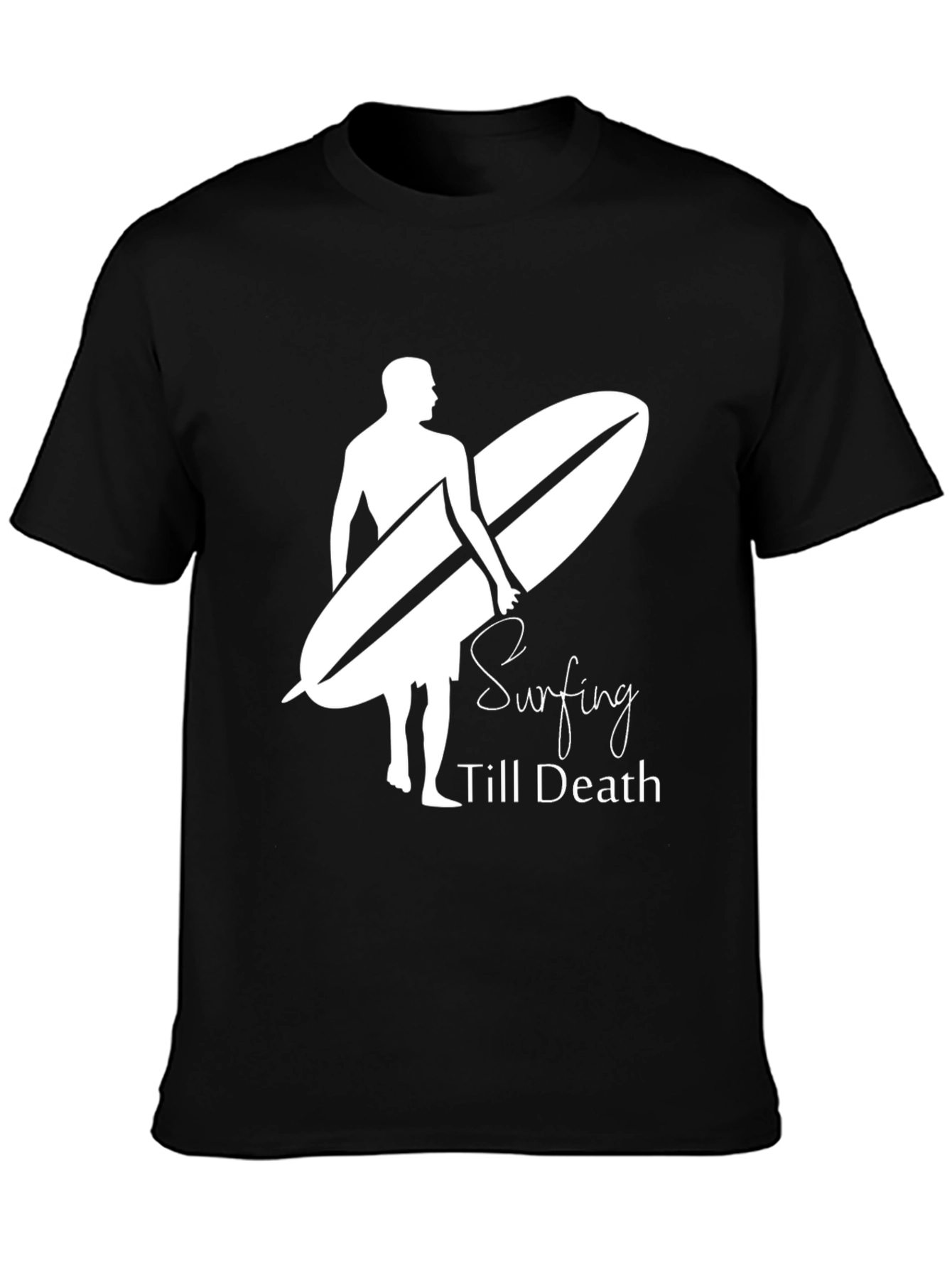 Black Surfing Till Death Graphic Tee view 3