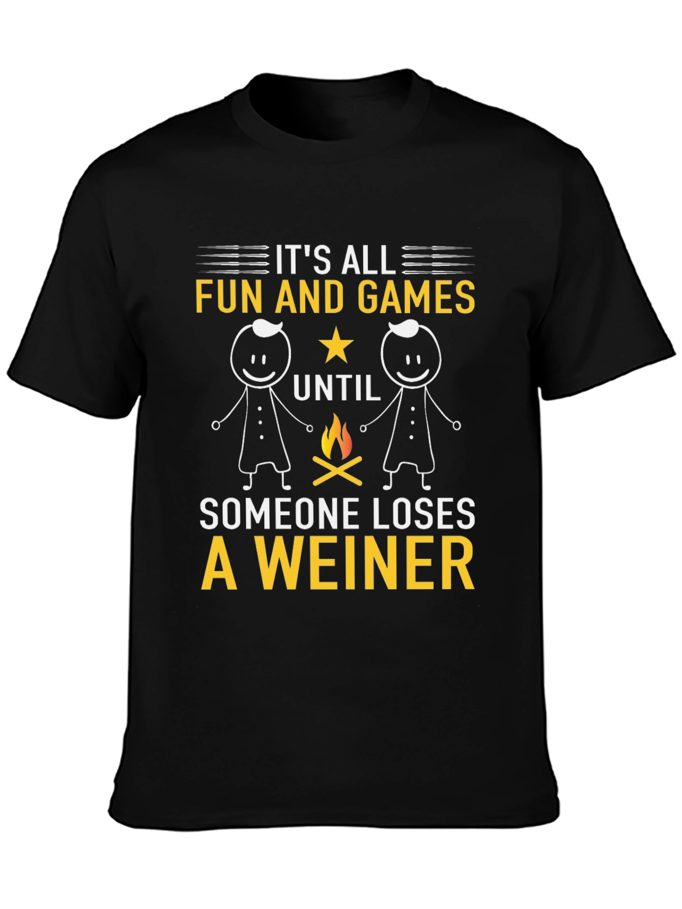 Black Funny Weiner Camping T-Shirt - It's All Fun and Games view 3