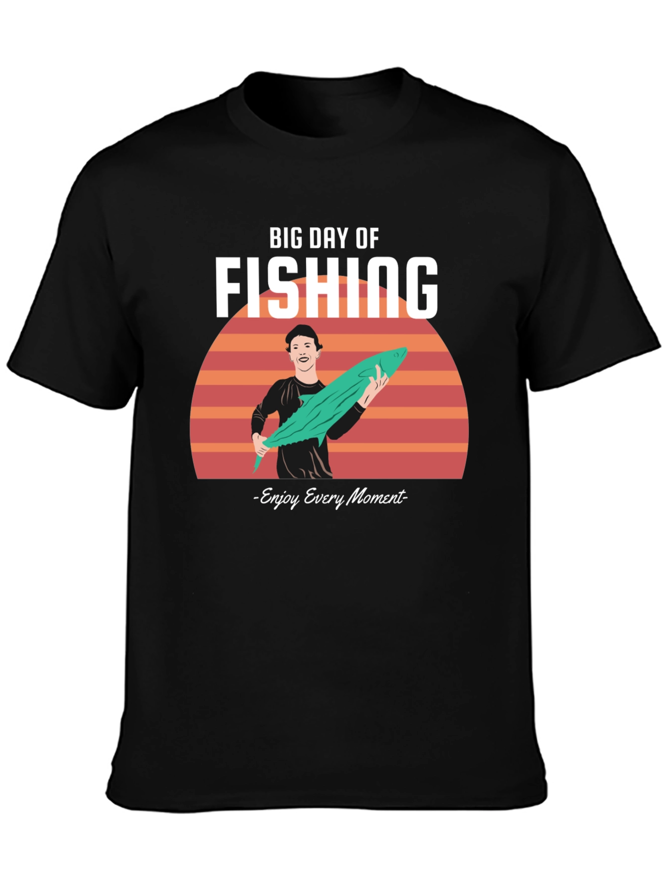 Black Fishing T-Shirt - Big Day Of Fishing Design view 3