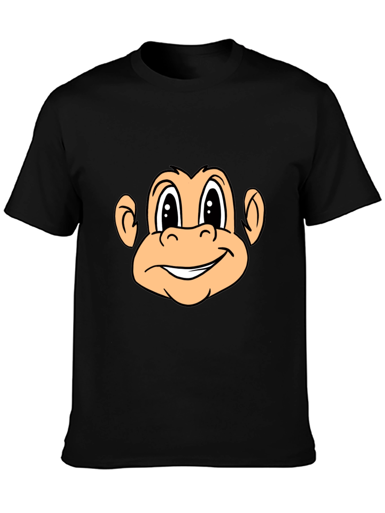 Black Monkey Face Graphic Tee - Black Crew Neck T-Shirt view 3