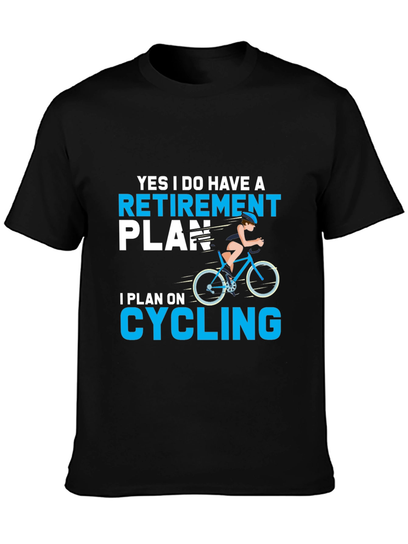 Black Retirement Plan Cycling T-Shirt view 3