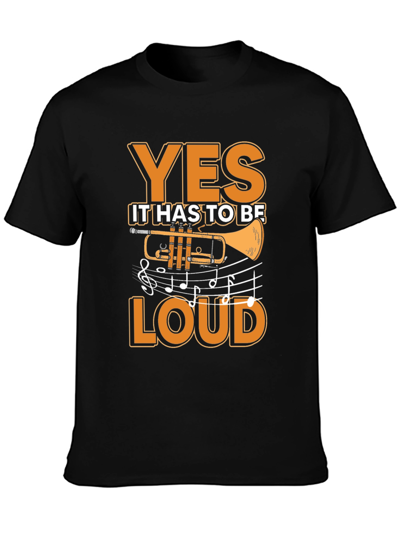 Black Trumpet Player YES Loud Black T-Shirt view 3