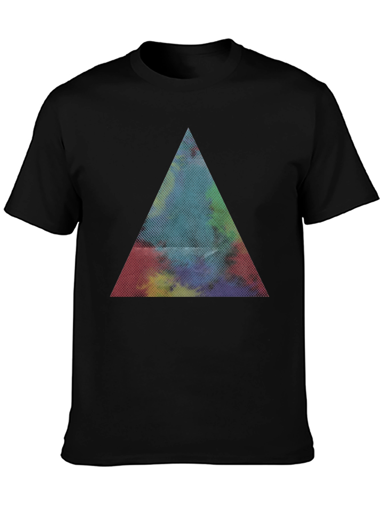 Black Abstract Triangle Graphic Black T-Shirt view 3