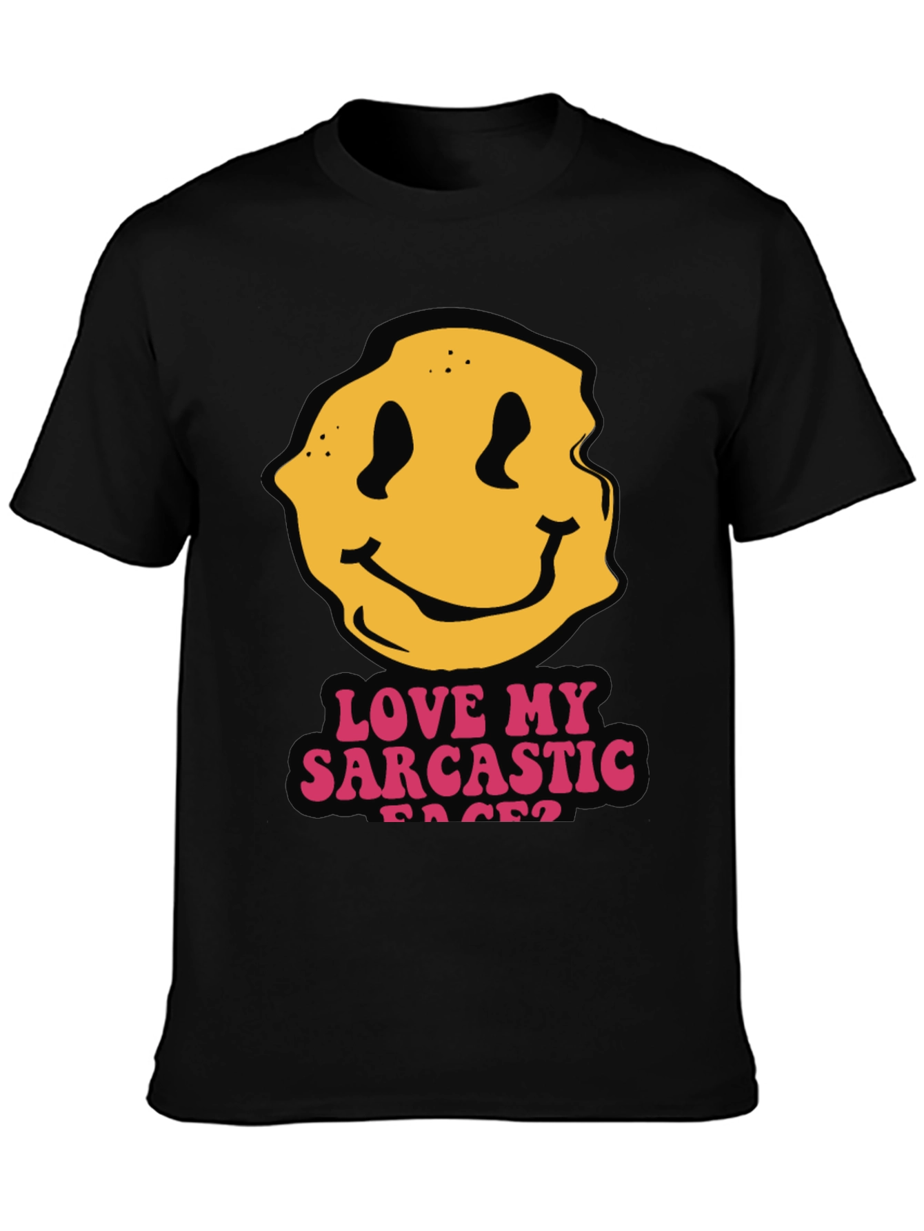 Black Sarcastic Faces Black T-Shirt - Funny Graphic Tee view 3