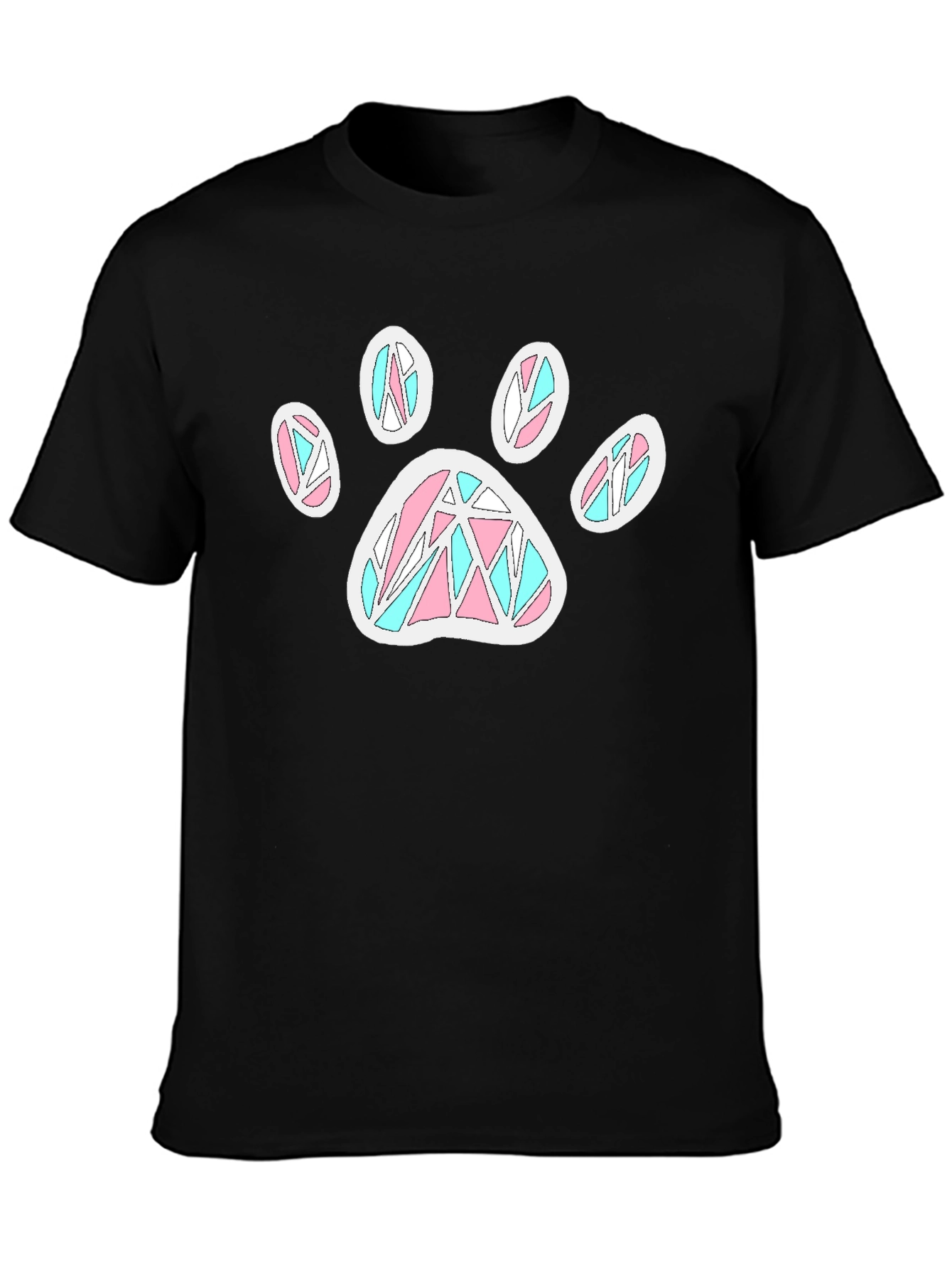 Black Paw Print T-Shirt - Black Cotton Blend, Funky Design view 3