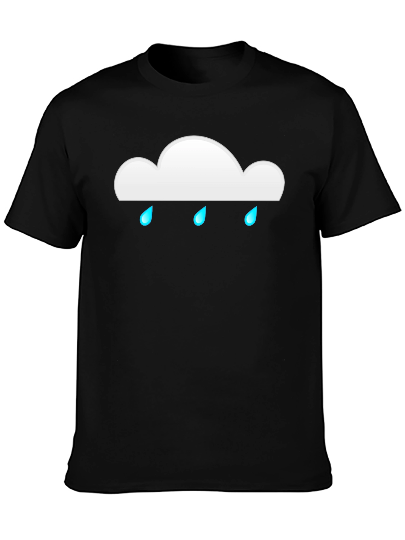 Black Rainy Cloud Graphic Tee - Black Cotton Casual T-Shirt view 3