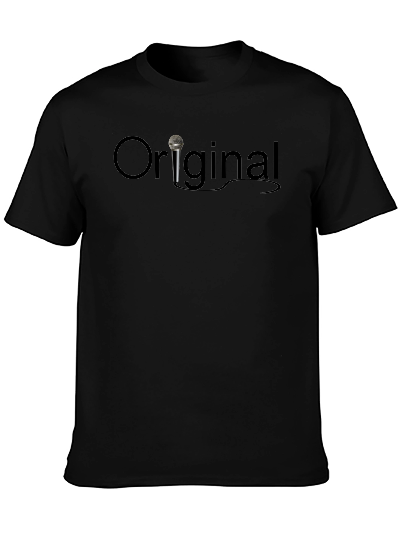 Black Original Microphone Graphic T-Shirt - Classic Black Tee view 3
