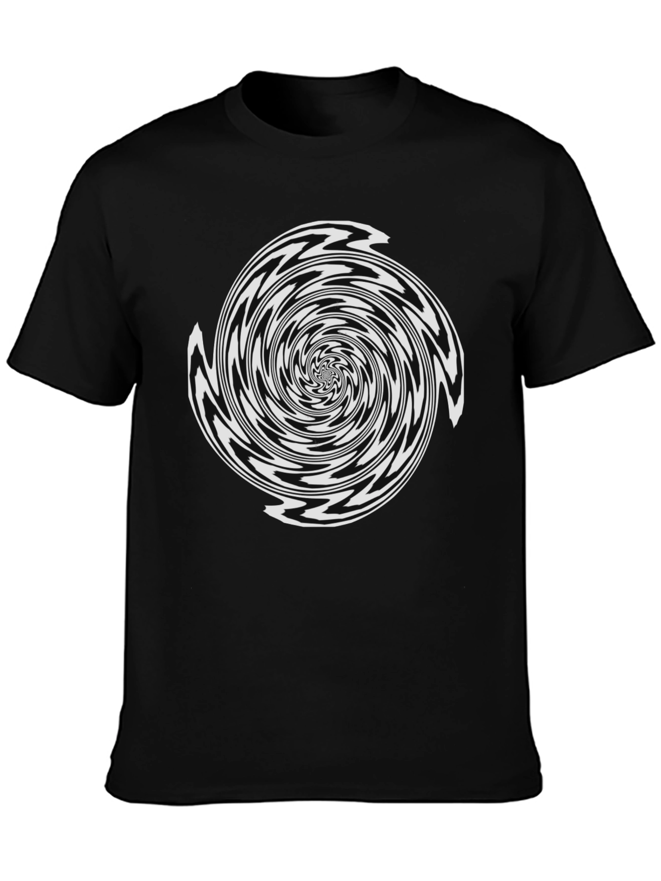 Black Optical Illusion Spiral Graphic T-Shirt view 3