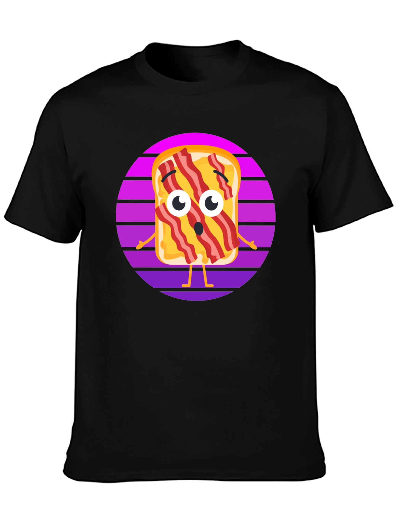 Black Bacon Toast Retro Graphic Tee view 3