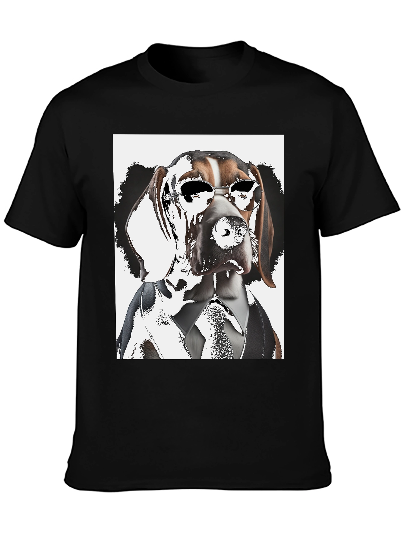 Black Dogfather T-Shirt: Suave Hound in Shades view 3