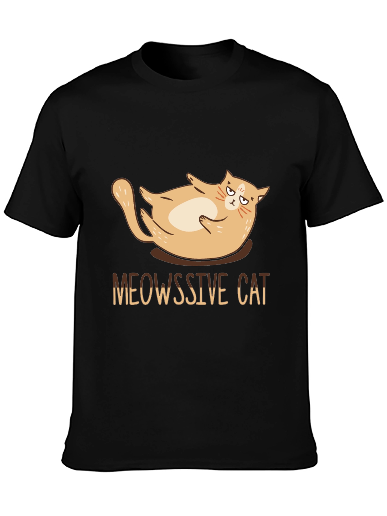 Black Meowssive Cat T-Shirt - Funny Graphic Tee view 3