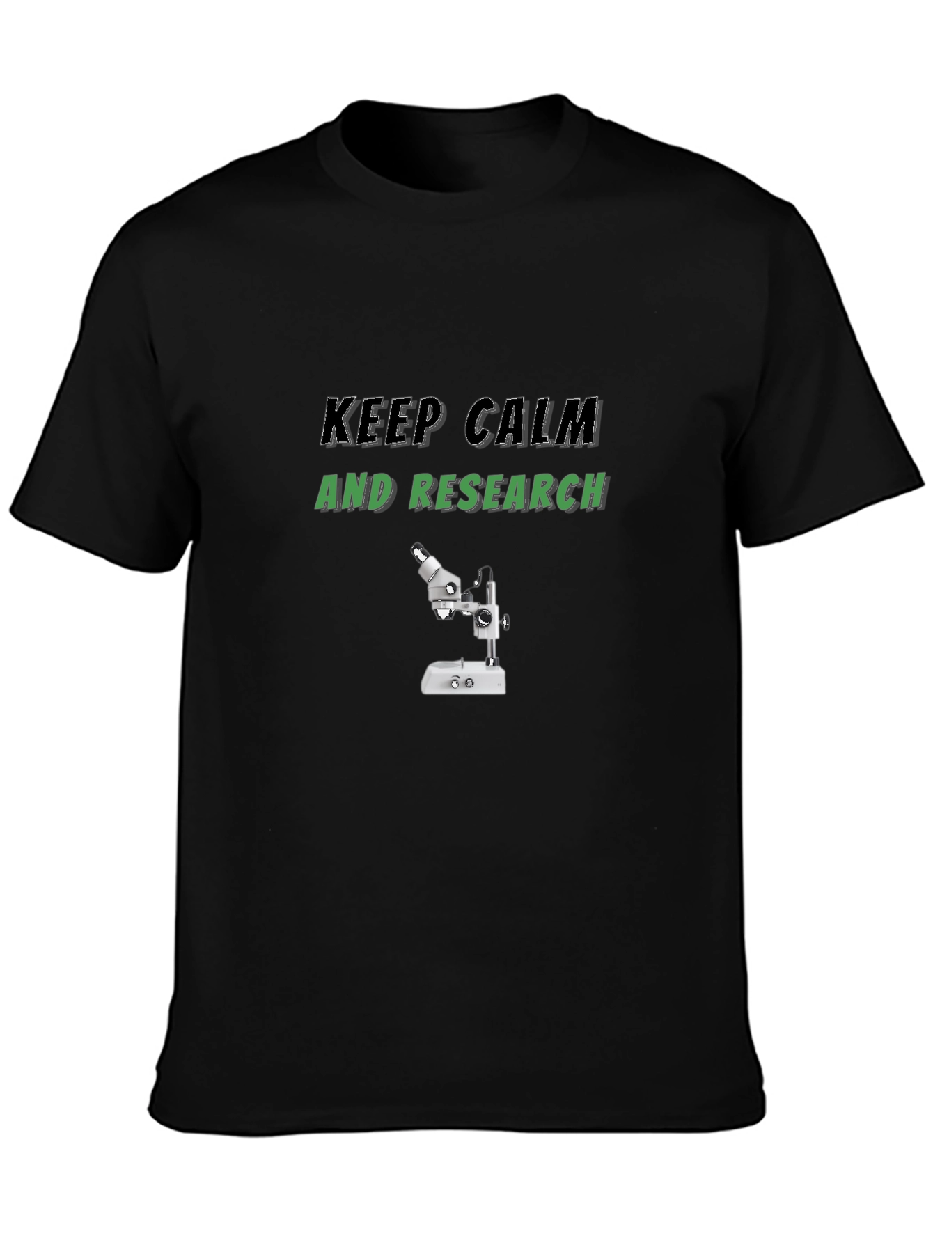 Black Keep Calm & Research T-Shirt view 3