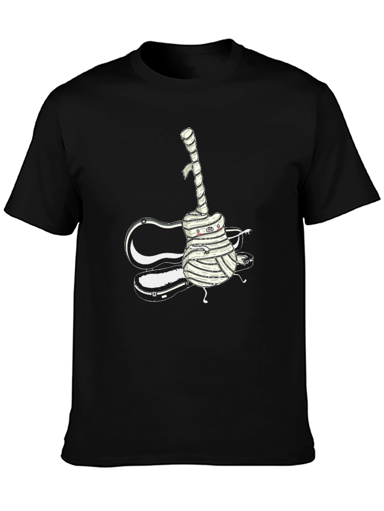 Black Guitar Mummy Graphic T-Shirt - Black view 3