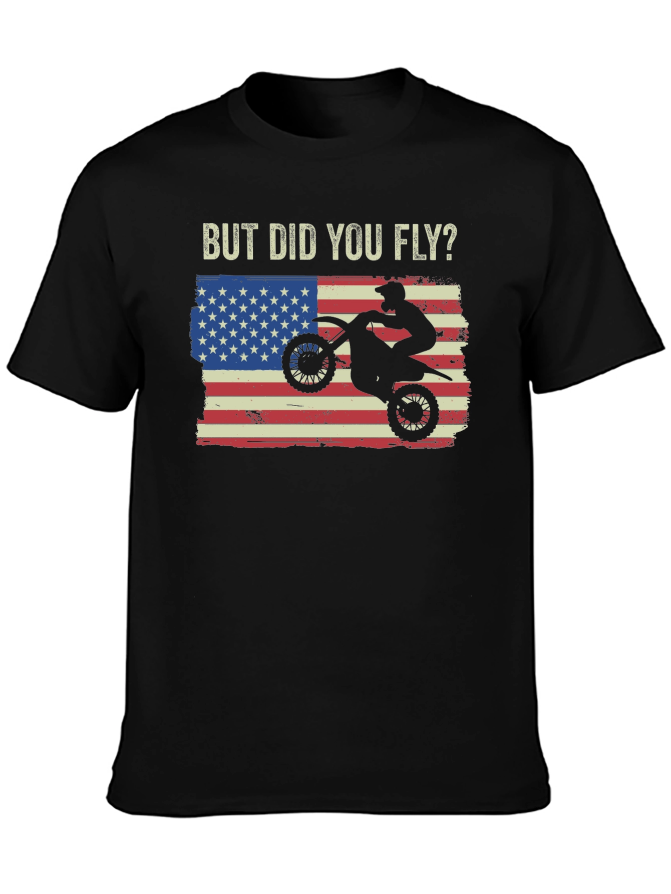 Black But Did You Fly T-Shirt, Motocross USA Flag view 3