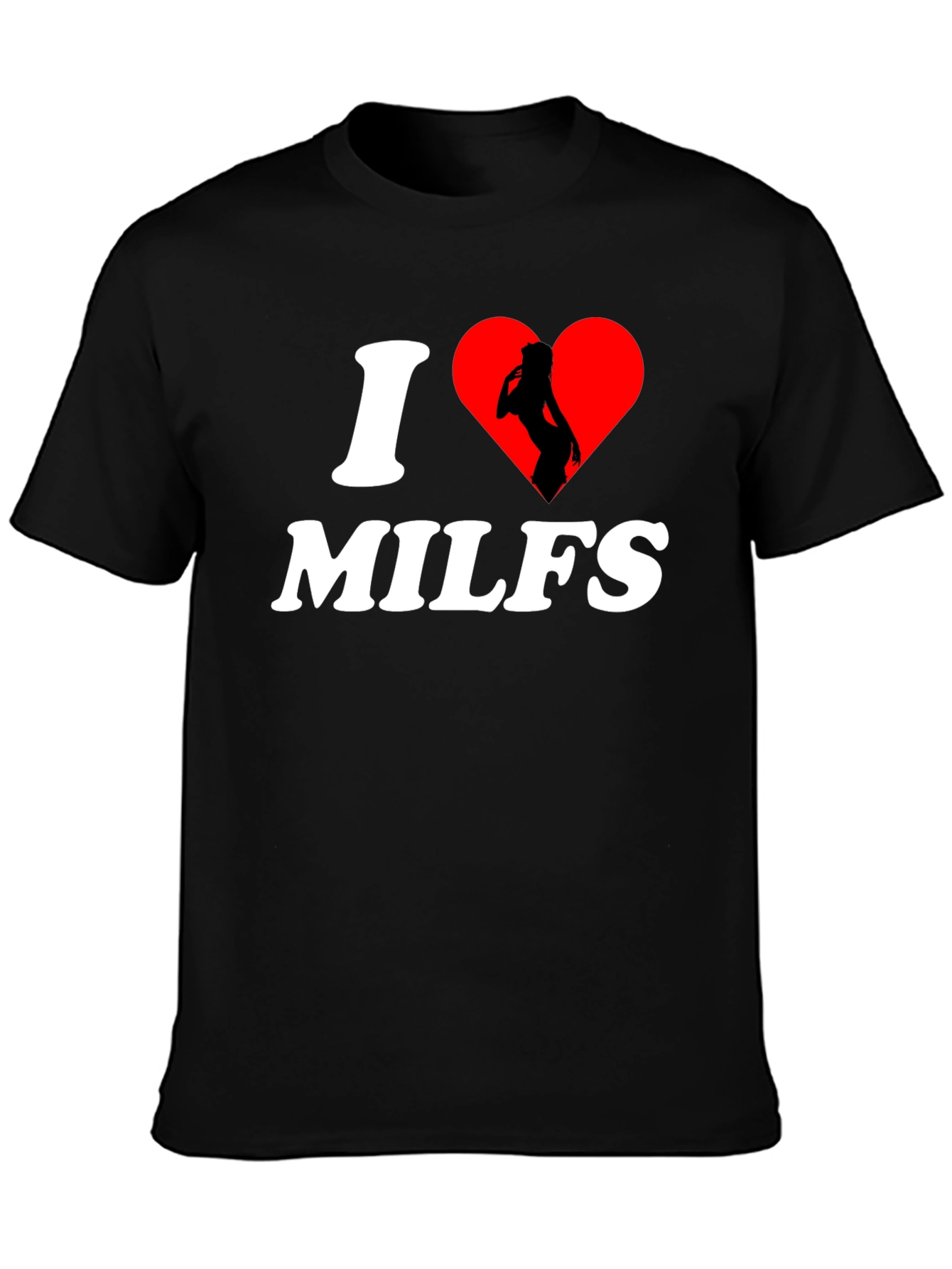 Black I Heart MILFs Graphic T-Shirt - Adult Humor Tee view 3