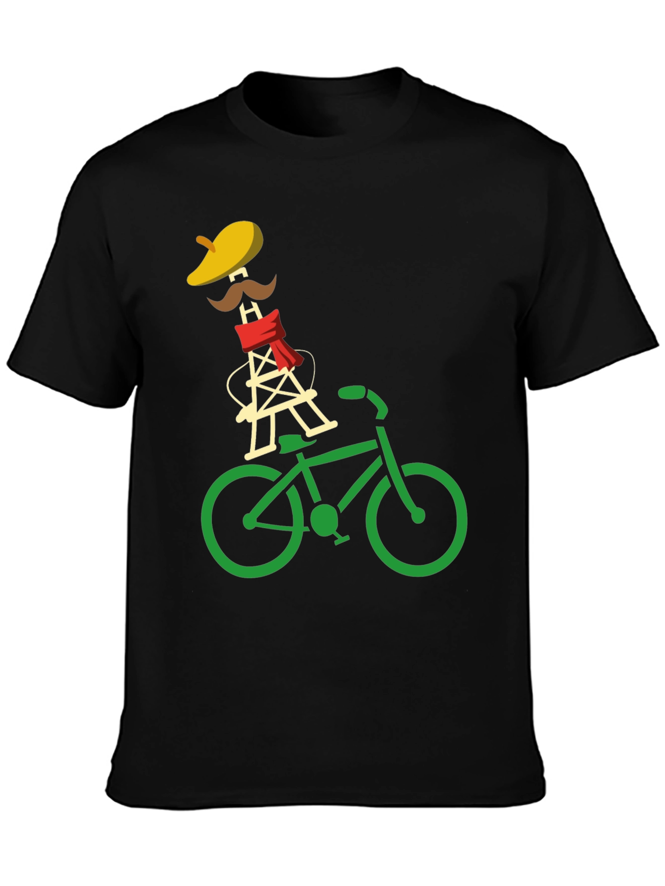 Black Eiffel Tower Bike Ride Graphic Tee view 3