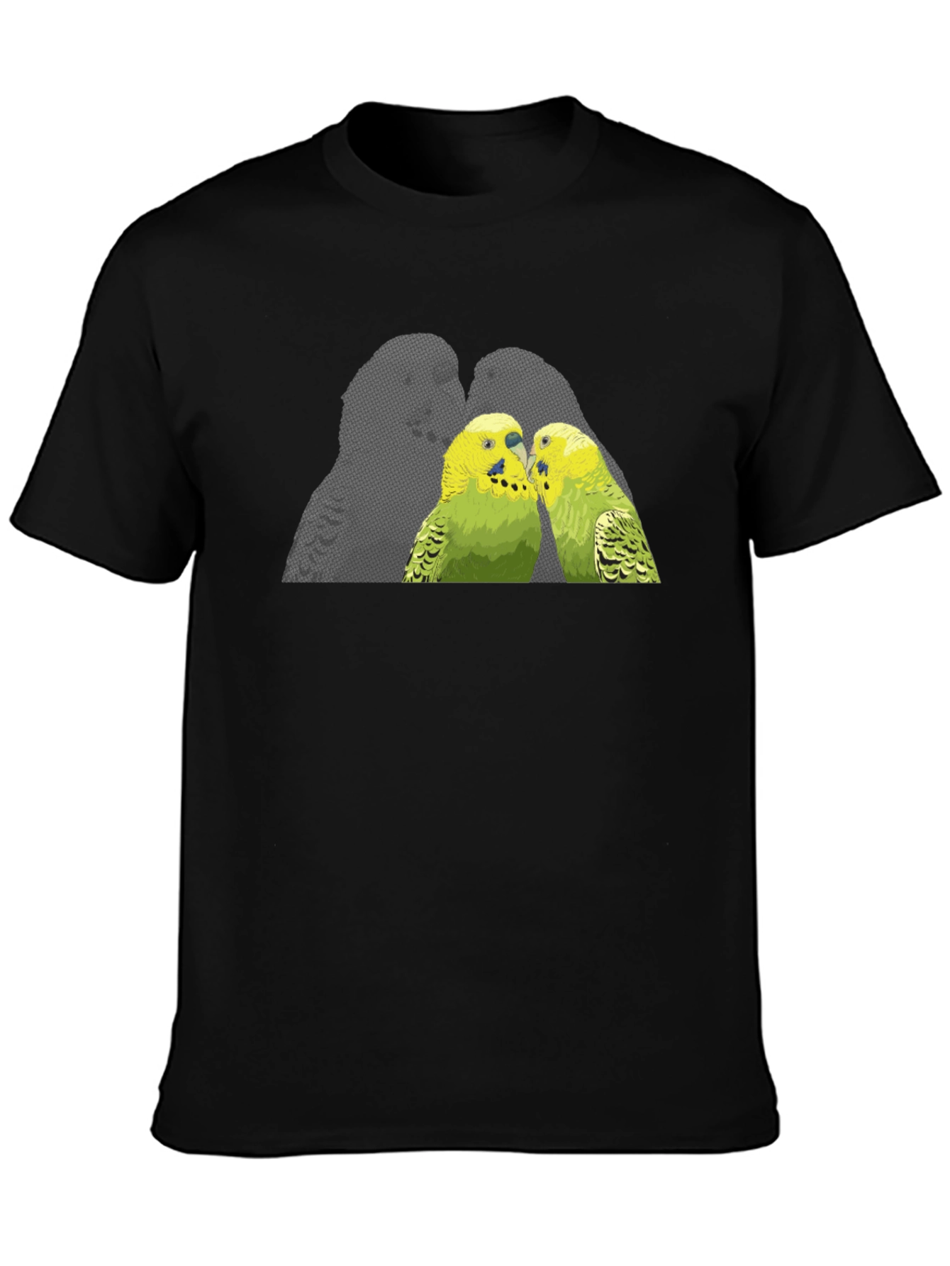 Black Parakeet Kiss Graphic Tee - Black Cotton Shirt view 3