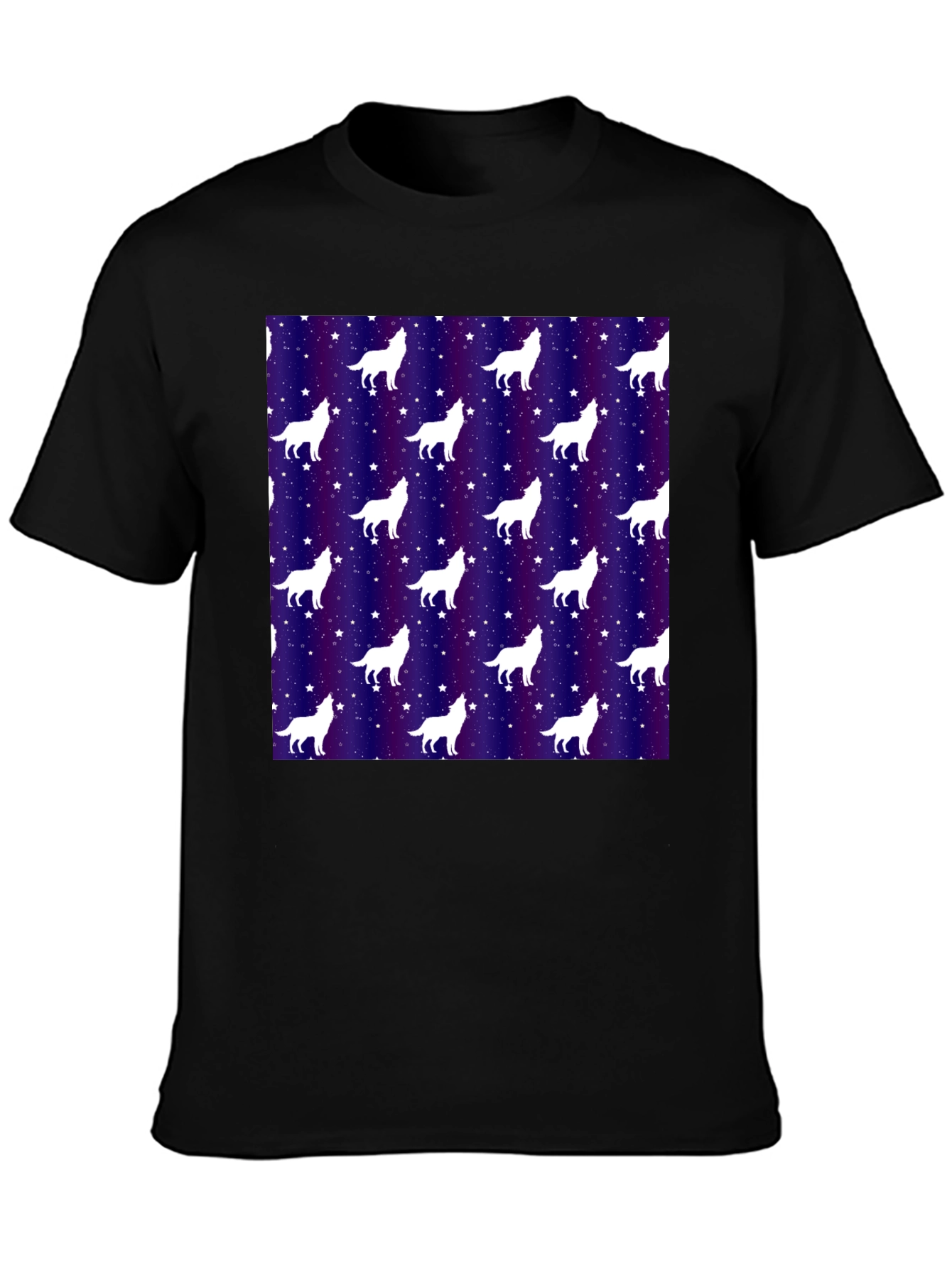 Black Wolf Starry Night Graphic Tee view 3