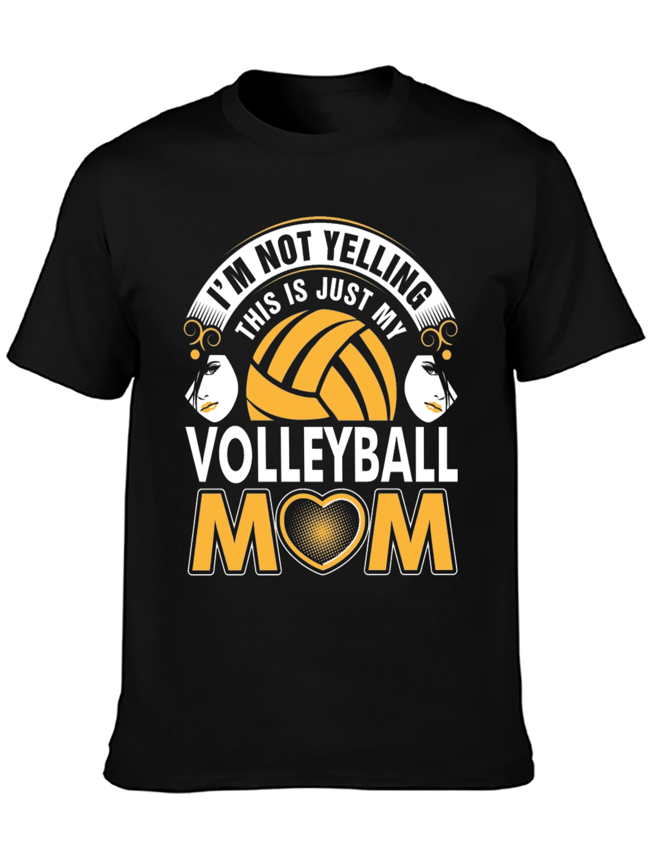 Black Volleyball Mom T-Shirt - I'm Not Yelling! view 3