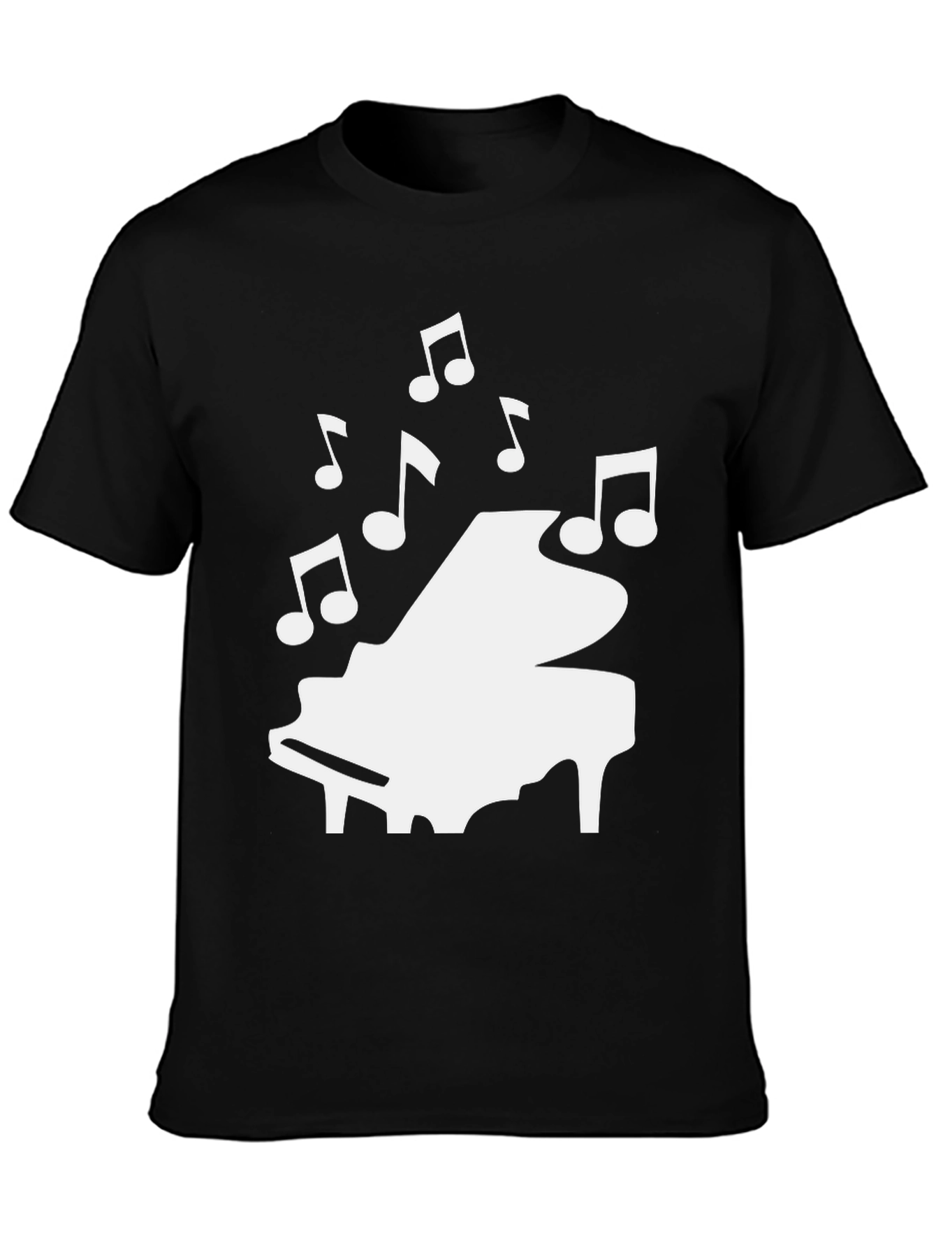 Black Piano Music Notes Graphic Tee view 3