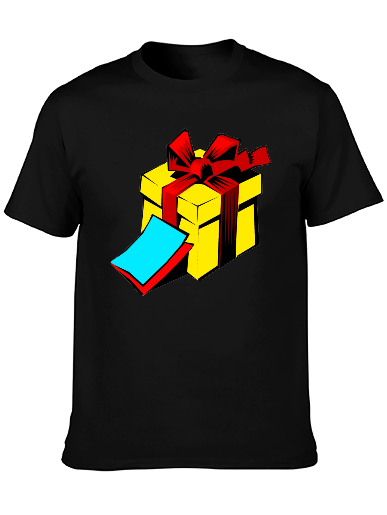 Black Gift Box Graphic Tee - Black Cotton T-Shirt view 3