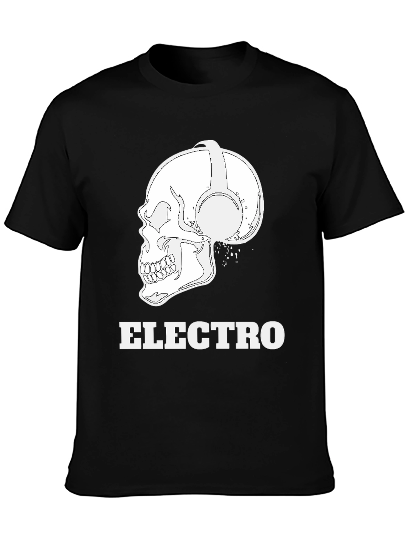 Black Electro Skull Graphic Tee view 3